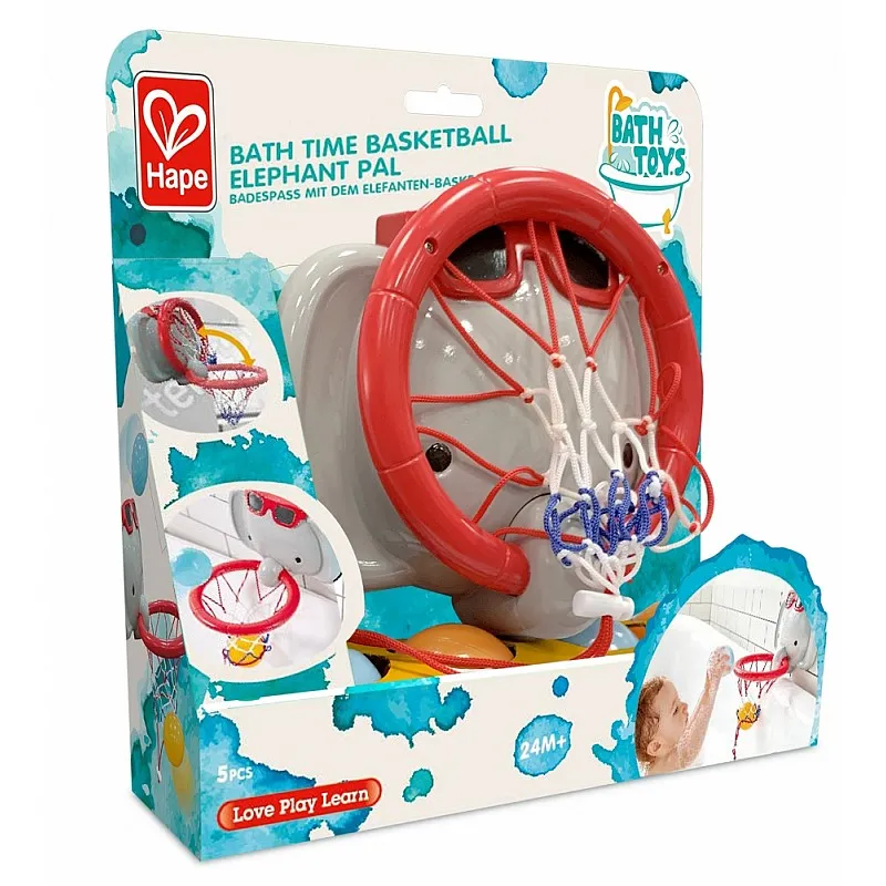 Играчка за баня Hape, Воден баскетбол, Слонче