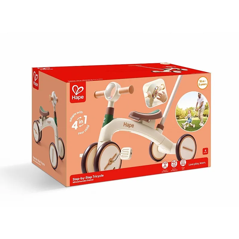 Дървено балансиращо колело, Hape, Стъпка по стъпка