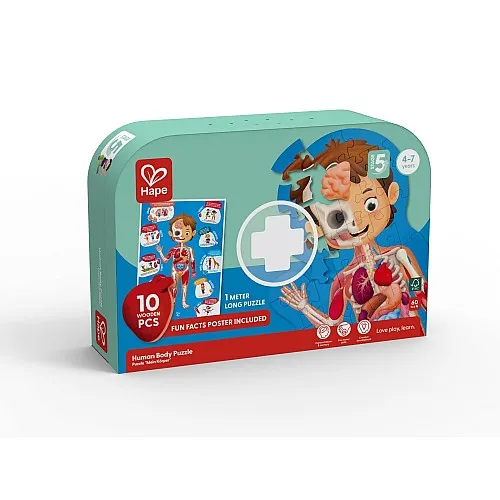 Дървен пъзел, Hape, Човешко тяло, 60 части