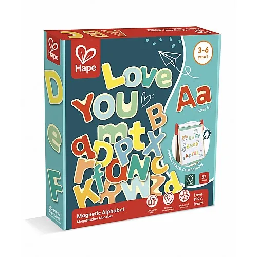 Комплект магнитни букви, Hape, Английската азбука, 52 части