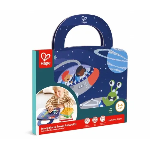 Творчески комплект, Hape, Книжка за апликации с фолио, Космос