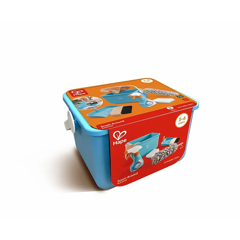 Детска играчка, Hape, Комплект за почистване с кофа, 7 части