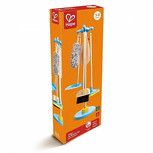 Детска играчка, Hape, Комплект метла и стойка за почистване, 6 части