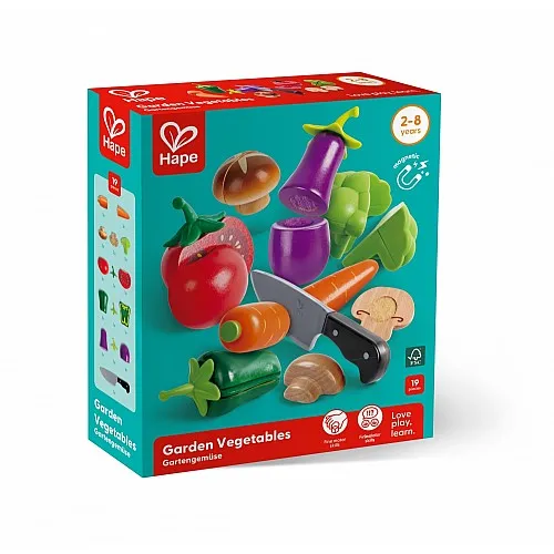 Дървен комплект, Hape, Зеленчуци, 8 части