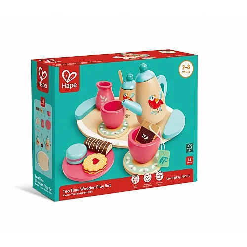 Дървен комплект за игра, Hape, Време за чай, 14 части