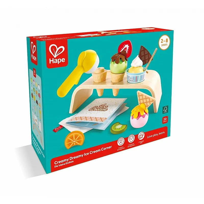 Игрален комплект, Hape, Кът за сладолед, 20 части