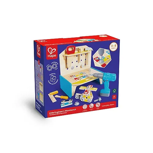 Дървена работна маса с инструменти, Hape, 51 части