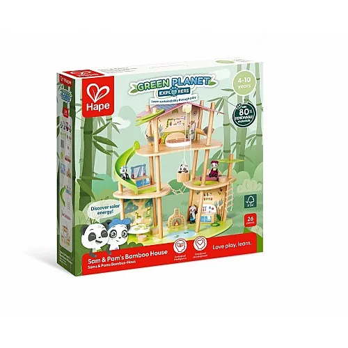 Дървен комплект, Hape, Бамбуковата къща на пандите, 25 части