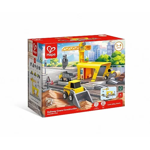 Комплект железопътна товарна рампа, Hape, 14 части