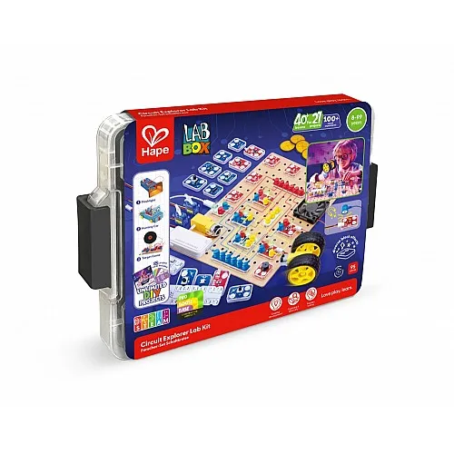 Образователен комплект, Hape, LabBox, Лаборатория за изследване на вериги, 95 части