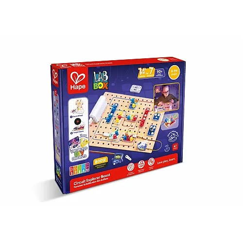 Образователен комплект, Hape, LabBox, Изследване на вериги, Повишаващо ниво, 47 части