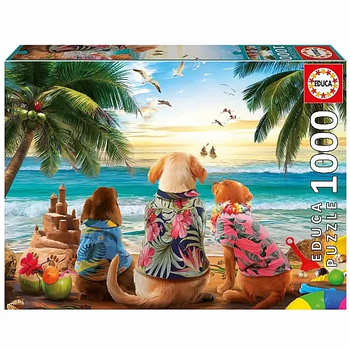 Пъзел, Educa, Кучета на плажа, 1000 части