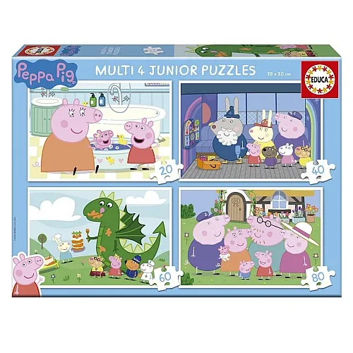 Прогресивен пъзел, Educa, Peppa Pig 4 в 1, 20-40-60-80 части