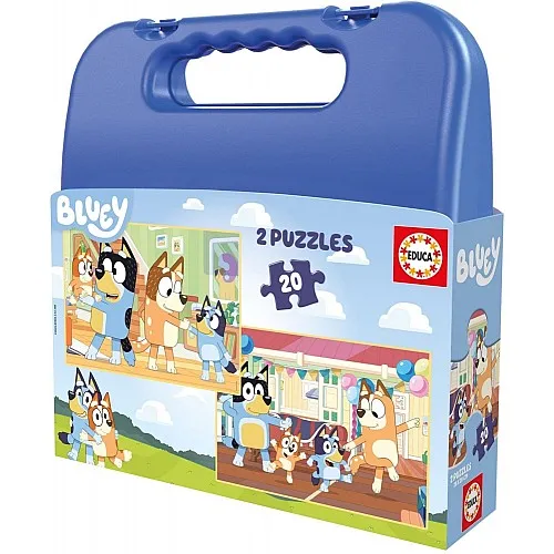Пъзел в куфарче, Educa, Bluey, 2 х 20 части