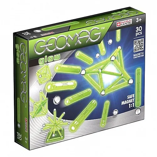 Магнитен конструктор, Geomag, Glow, 30 части