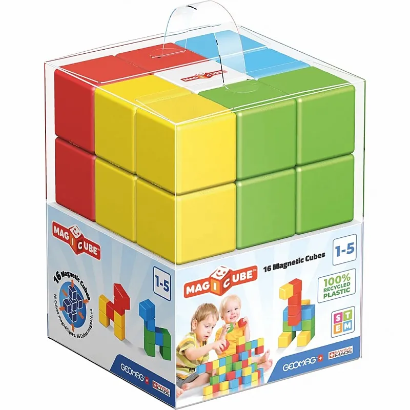 Магнитен конструктор, Geomag, Magicube, Full Color, 16 части