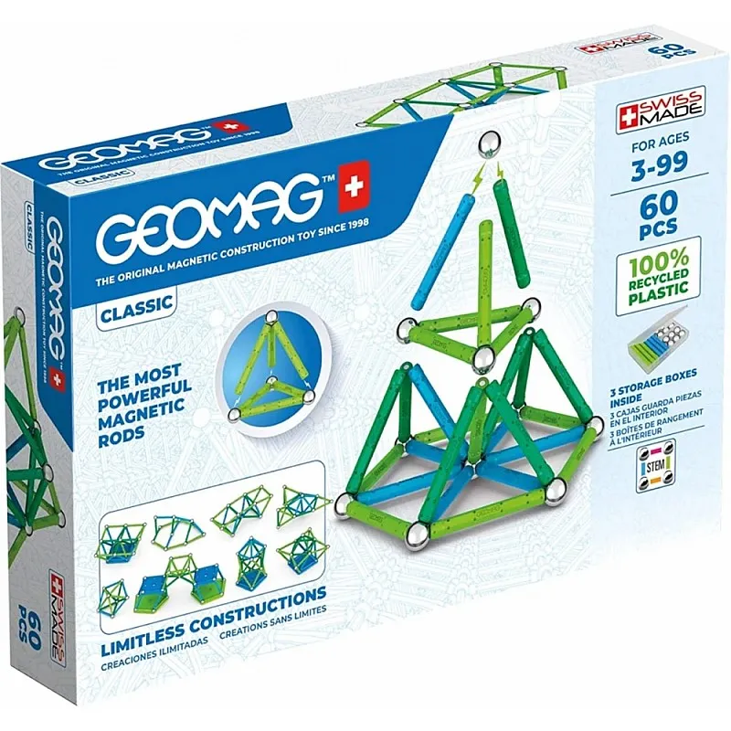 Магнитен конструктор, Geomag, Classic, 60 части