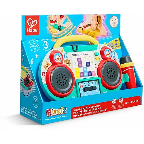 Интерактивна играчка, Hape, Pixelz, Радиокасетофон с микрофон