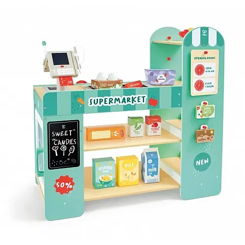 Детски игрален комплект, Hape, Магазин с аксесоари, 50 части