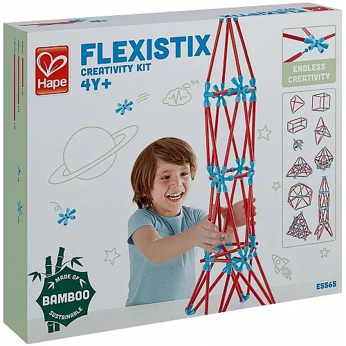 Бамбуков конструктор, Hape, Flexistix, Креативен комплект, 133 части