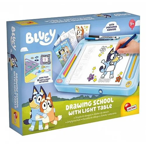Творчески комплект, Lisciani, Bluey, Училище по рисуване със светеща дъска
