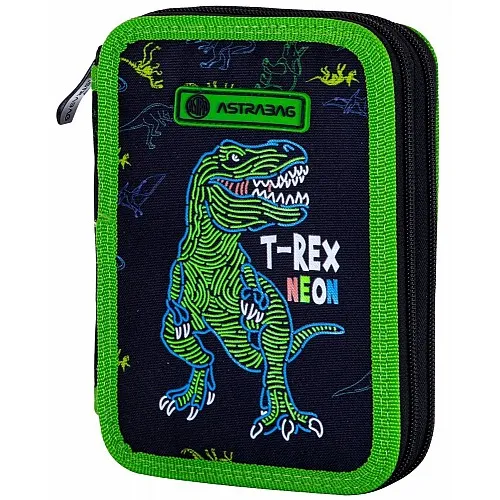Двоен несесер, Astra, T-Rex Neon, С аксесоари, 20.5 х 13 х 4.5 см