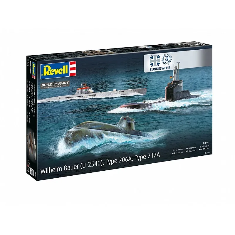 Комплект сглобяеми модели, Revell, 70-та годишнина подводница Bundeswehr:Wilhelm Bauer, Type 206A, Class2, 154 части