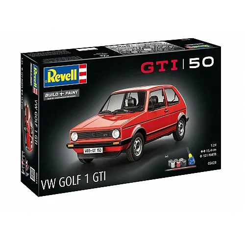 Сглобяем модел, Revell, Подаръчен комплект 50 години VW Golf 1 GTi, 121 части