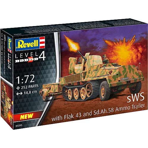 Сглобяем модел, Revell, sWS с Flak 43 и ремарке за амуниции Sd.Ah.58, 252 части