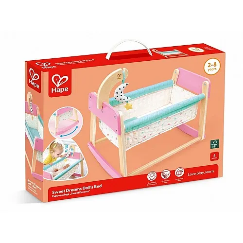 Дървено Люлеещо се легло за кукли, Hape, 4 части