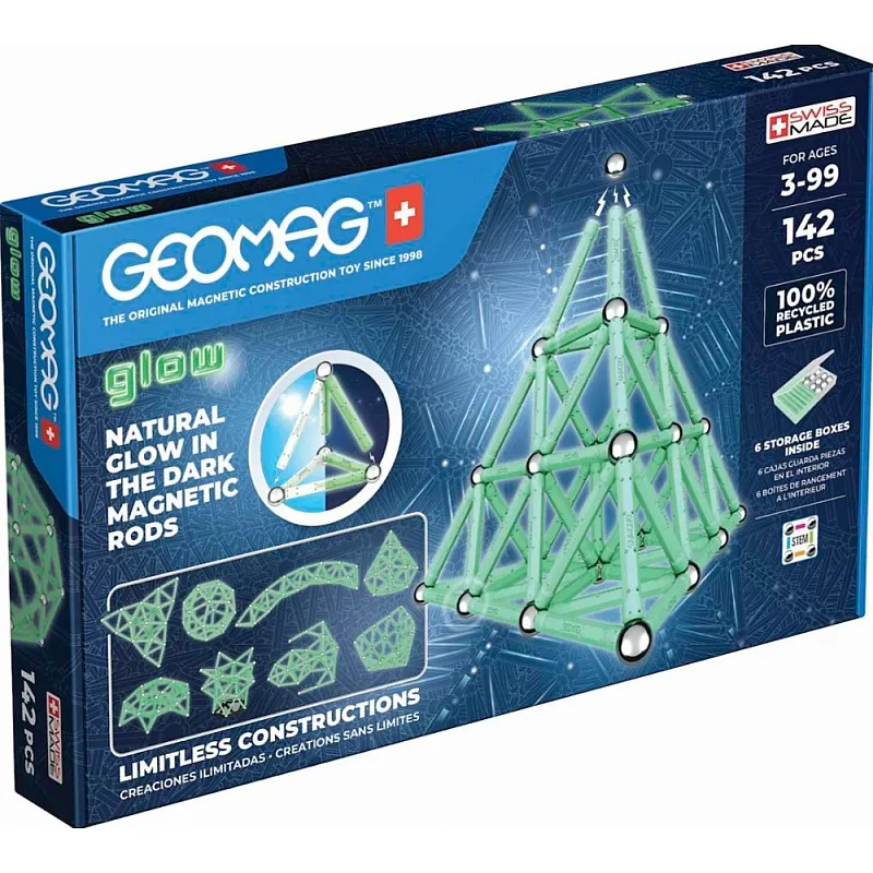 Магнитен конструктор, Geomag, Светещ, 142 части