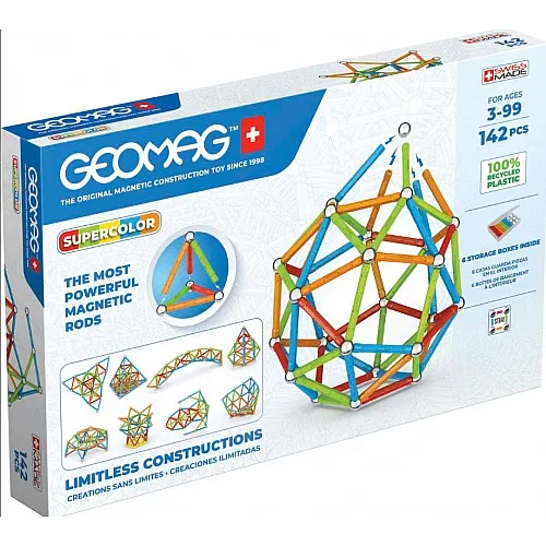 Магнитен конструктор, Geomag, Supercolor, 142 части