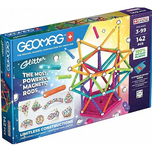 Магнитен конструктор, Geomag, Блестящ, 142 части