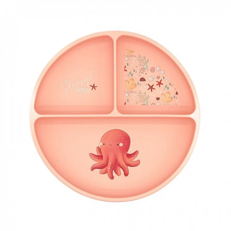 Силиконова чиния за хранене с вакуум, Sassi, Октопод