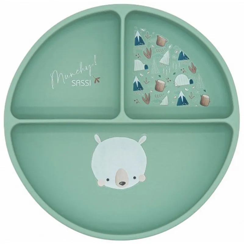 Силиконова чиния за хранене с вакуум, Sassi, Мечка