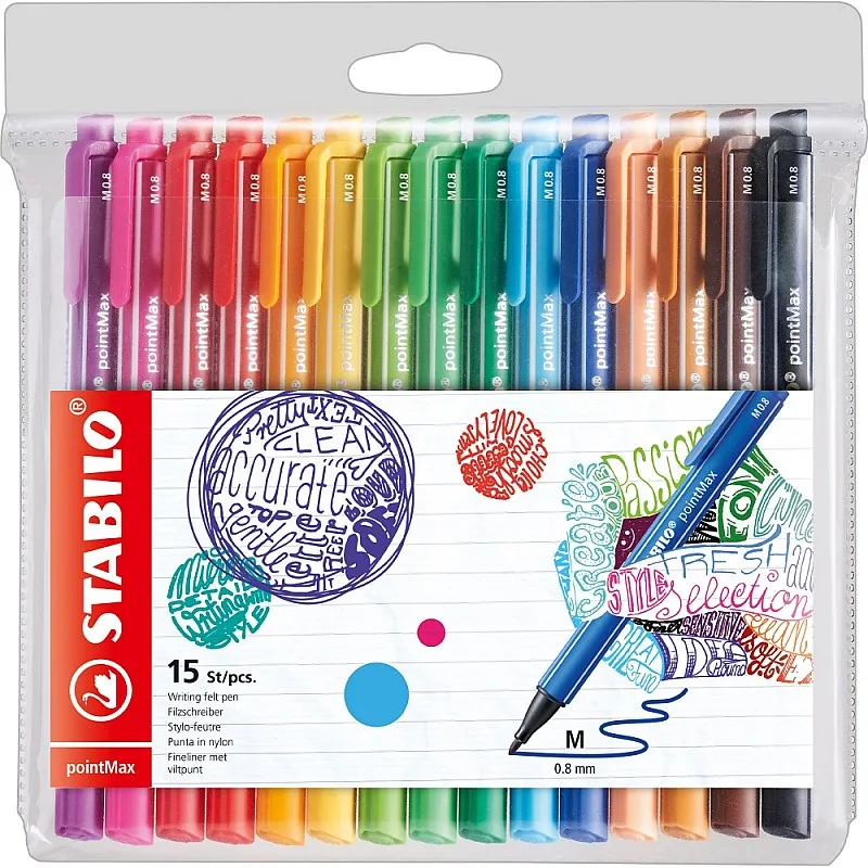 Комплект флумастери, Stabilo, pointMax, 15 цвята