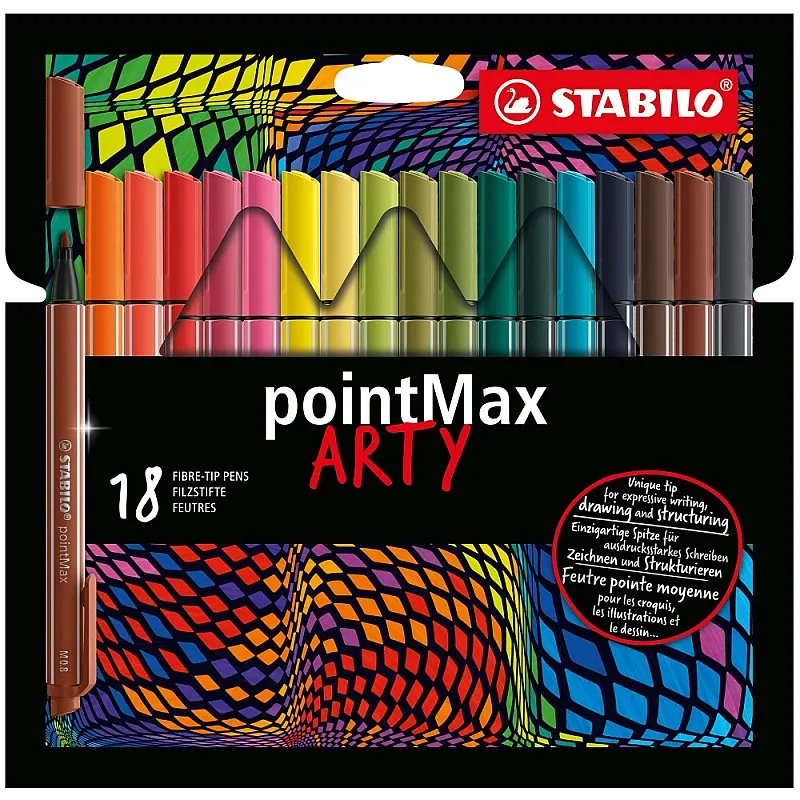 Комплект флумастери, Stabilo, pointMax Arty, 18 цвята