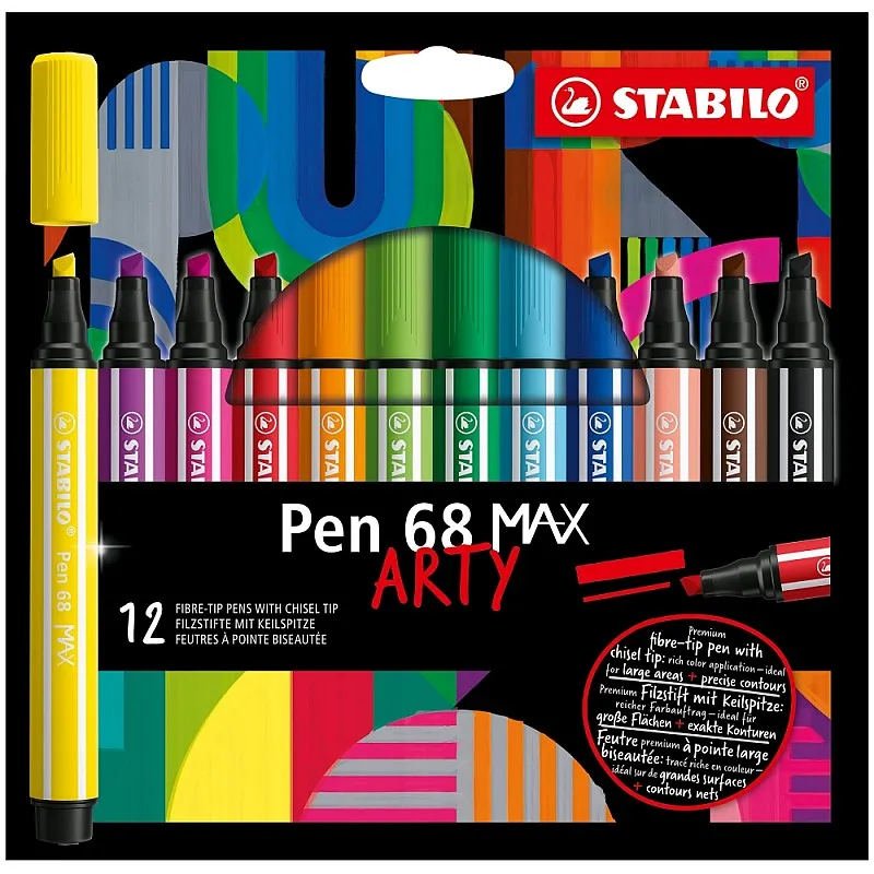 Комплект флумастери, Stabilo, Pen 68 Max Arty, 12 цвята