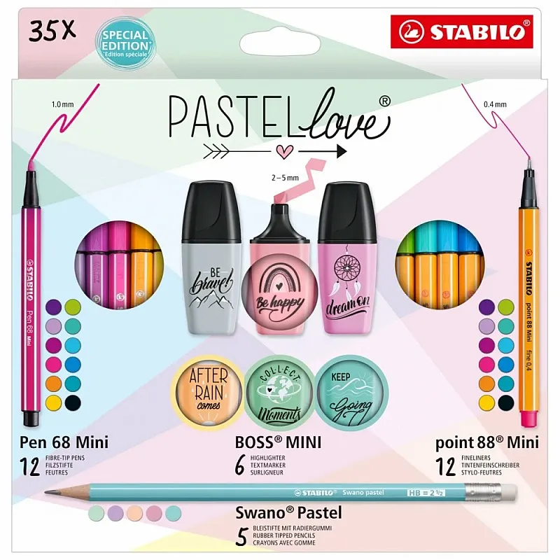 Комбиниран комплект, Stabilo, Pastellove, 35 броя