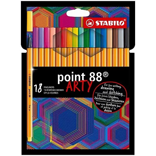 Комплект тънкописци, Stabilo, Point 88 Arty, 18 цвята