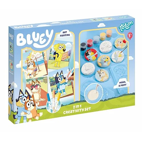 Творчески комплект, Totum, Bluey 2 в 1, Декорирай сам гипсови фигурки и картички