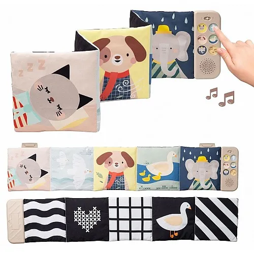 Бебешка мека книжка с успокояващи звуци, Taf Toys, Животни