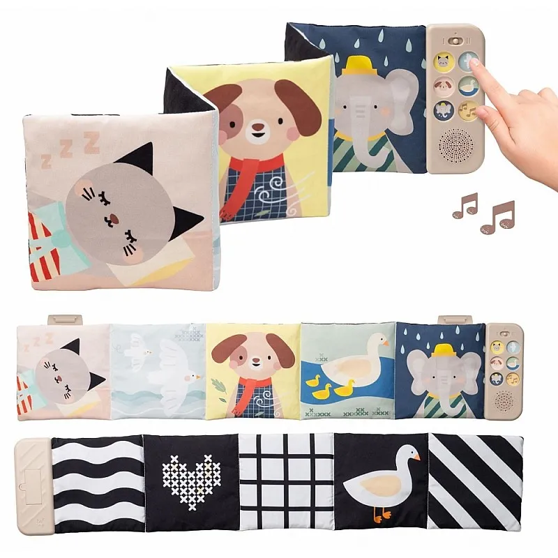 Бебешка мека книжка с успокояващи звуци, Taf Toys, Животни