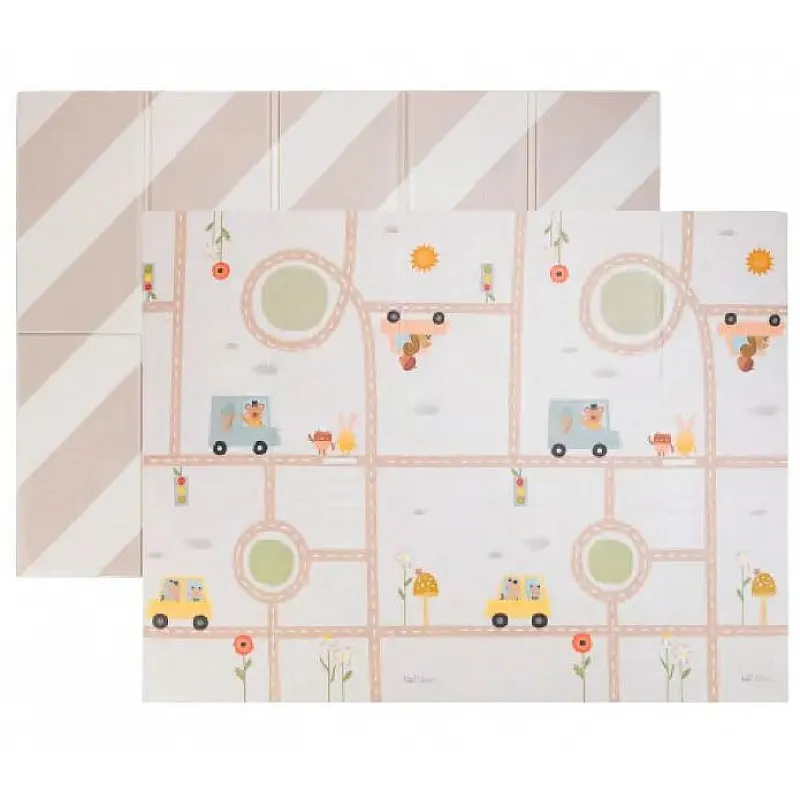 Бебешка двустранна подложка от пяна, Taf Toys, Пътни приключения, 150 x 200 см