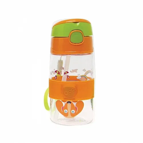 Бутилка за вода със сламка, Oops, Оранжева, 400ml
