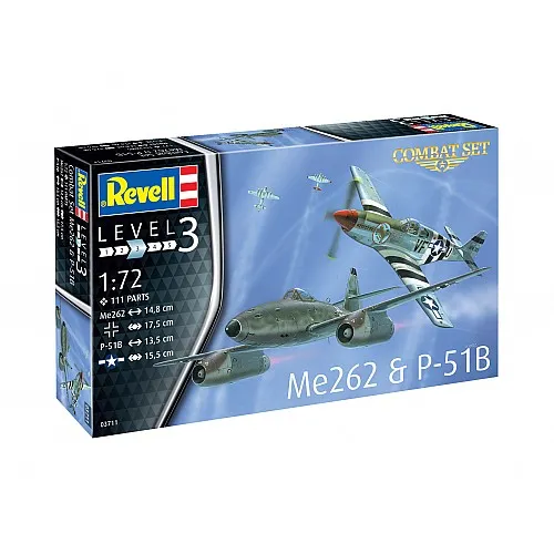 Комплект сглобяеми модели, Revell, Изтребители Messerschmitt Me262 - P-51B Mustang, 111 части