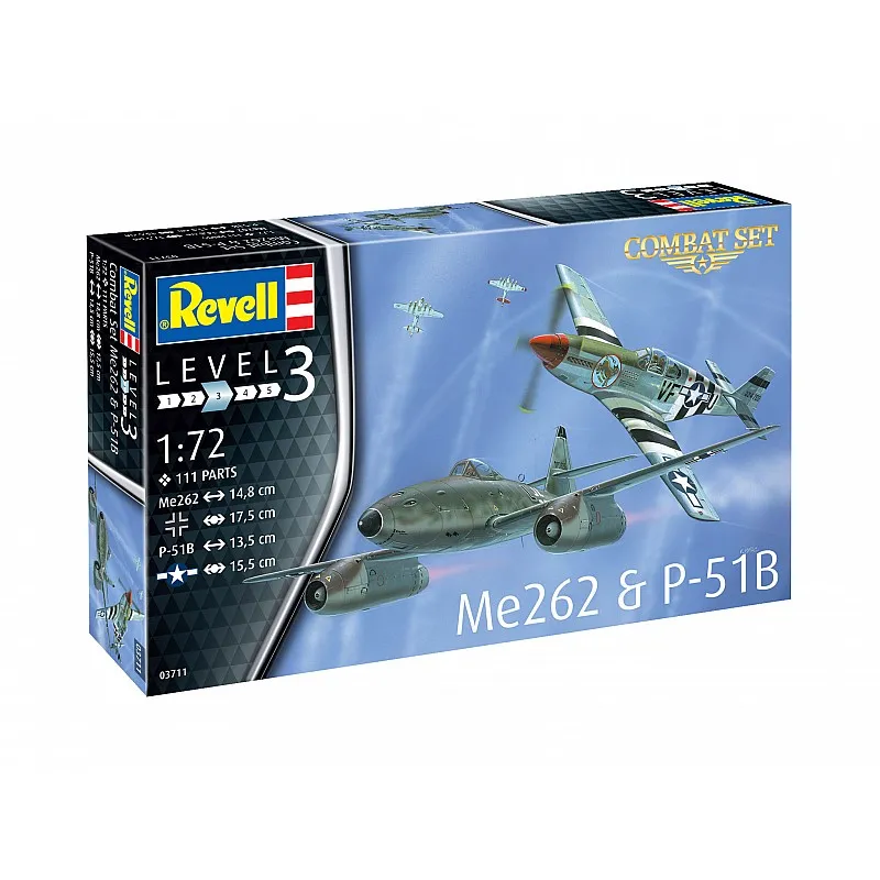 Комплект сглобяеми модели, Revell, Изтребители Messerschmitt Me262 - P-51B Mustang, 111 части