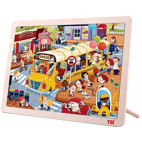 Дървен пъзел, Toi World, Училищен автобус, 100 части