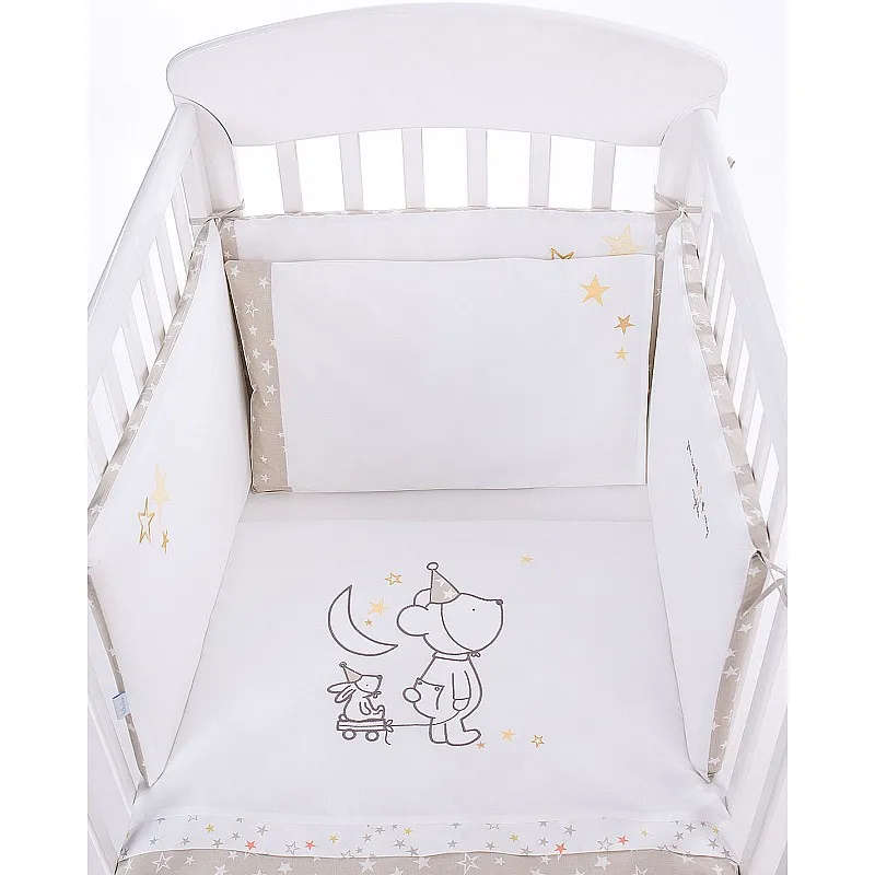 Kikkaboo Бебешки спален комплект 6 части 70/140 с бродерия Little Dreamer Stars