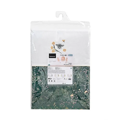 Kikkaboo Бебешки спален комплект за мини-кошара 3ч Secret Garden Green